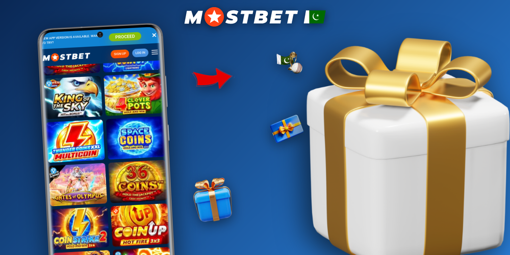 Four-panel banner showing slots, live blackjack, roulette and jackpot meter at Mostbet casino