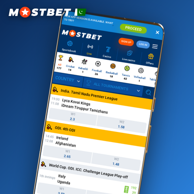 Mostbet mobile app login screen with fingerprint biometric authentication enabled